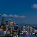 Seattle Nightfall with Mountain and Clouds